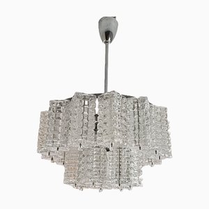 Vintage Chandelier in Chrome and Glass, 1970s