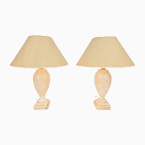 Vintage Spanish Alabaster Table Lamps in Marble, 1960s, Set of 2