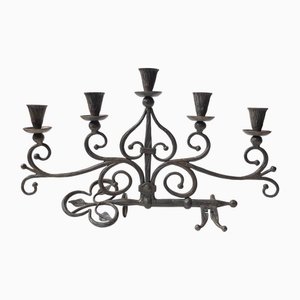 Italian Church Candelabra with Five Arms in Wrought Iron
