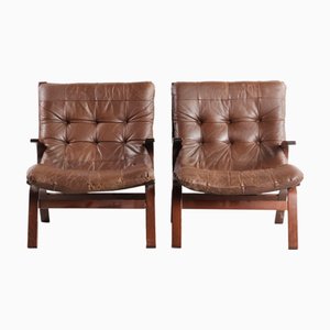 Danish Leather Chairs by Miljo Range for Farstrup, 1960, Set of 2