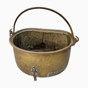 Calderone antico in ottone, Francia, fine XIX secolo