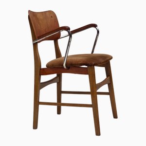 Dänischer Vintage Sessel aus Velours & Teakholz, 1960er