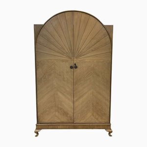 English Art Deco Walnut Wardrobe, 1930s