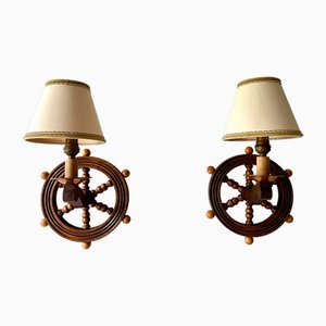 Lámparas de pared con timón, años 50. Juego de 2