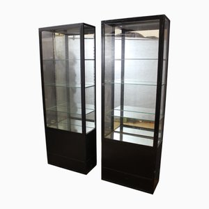 Schwarz Lackierte Eisen Vitrinen, 1930er, 2er Set