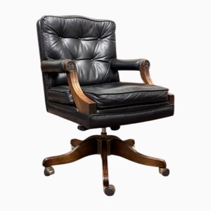 English Black Chesterfield Desk Chair