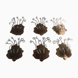 Applique da parete in vetro smerigliato fatte a mano di Brand van Egmond, Olanda, 1989, set di 6