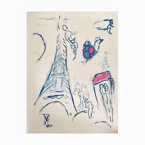 Marc Chagall, Sketch for the Angel of Mozart, 1965, Lithograph