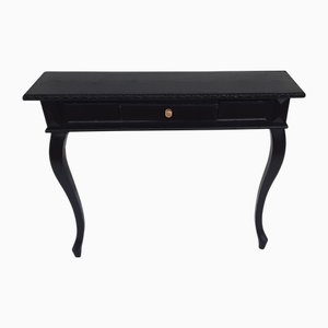 Antique Black Oak Console Table with Drawer