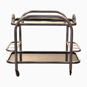 Art Deco Chrome Bar with Bakelite Tray attributed to Robert Mallet-Stevens, France, 1930s