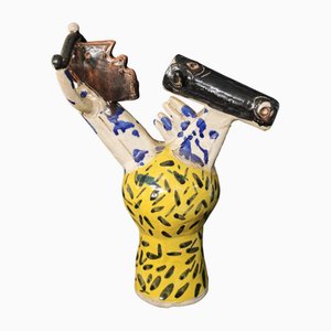 Keramikskulptur eines Kriegers von Ignazio Collina, Salerno, 1990er