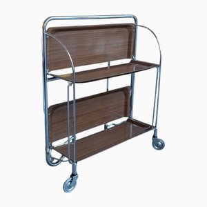 Mid Century Modern Folding Dinett Serving Trolley in Chromed Metal, Germany