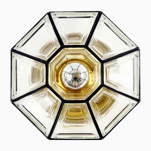 Mid-Century Glass and Brass Flush Mount from Limburg, Germany, 1960s