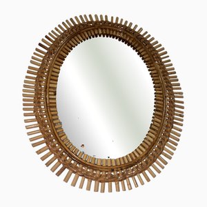 Specchio da parete in vimini, anni '70