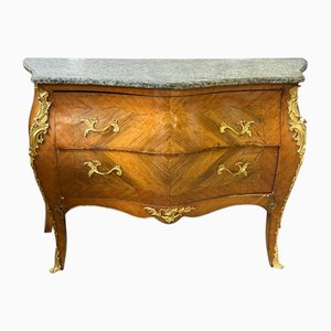 Commode Louis XV Antique avec Ornements Détaillés et Plateau en Marbre, France, 1890s