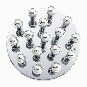 Lampada da soffitto Space Age rotonda cromata a 16 luci di Schmitz Leuchten, Germania, anni '70