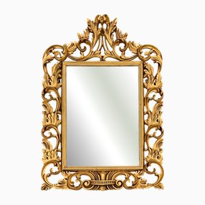 Rococo Style Gilt Wall Mirror with Carved Frame, 1940s