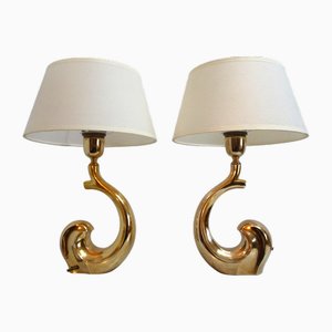 Lampade da tavolo in ottone attribuite a Pierre Cardin, anni '70, set di 2