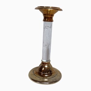 Portacandele vintage in ottone e acrilico trasparente, anni '70