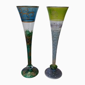 Bicchieri dipinti a mano, anni '80, set di 2