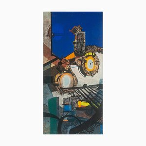 Astrazione geometrica industriale, anni '70, Olio su tela