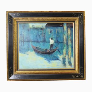 Raguz Secko, The Gondolier, 1980s, Oil on Canvas, Framed