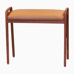 Dänischer Hocker aus Teak mit Griffen und lederbezogener Sitzfläche, 1960er