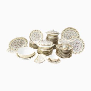 Antique Porcelain Dinner Set with Floral Pattern from Limoges, 1930s-1940s, Set of 61