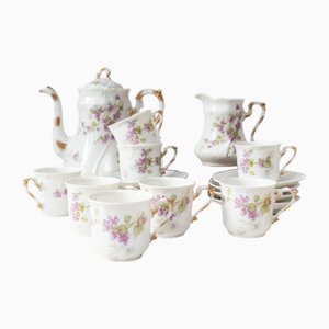 Servizio da caffè antico in porcellana di Limoges, Francia, 1900-1915, set di 18