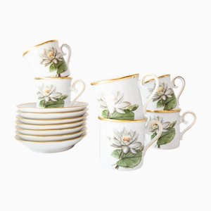 Schwedische White Water Lily Kaffeetassen für 6, 1970er, 12 Set