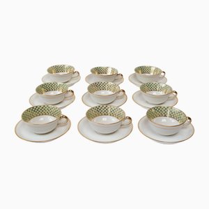 Porcelain Tea Service with Star Motif for 9 from Limoges, 1940s-1950s, Set of 18