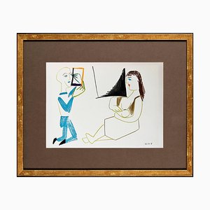 Pablo Picasso, La Comédie Humaine mit Akt, 1954, Lithographie