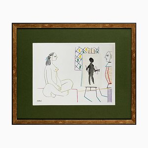 Pablo Picasso, La Comédie Humaine mit Akt, 1954, Lithographie