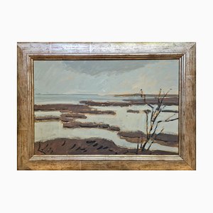 Jean Arene, French Marine Landscape of Camargue by the Sea, 2000s, Oil Painting, Framed