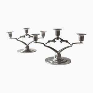 Candelabri Grace in peltro di Thorild Knutson, Gränna, Svezia, 1935, set di 2