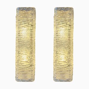 Lampade da parete vintage in vetro ghiacciato di Kaiser Leuchten, anni '60, set di 2