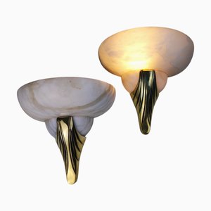 Vintage Wall Lights in Brass, 1980s, Set of 2