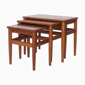 Mid-Century Modern Teak Satztische, Dänemark, 1970er, 3er Set