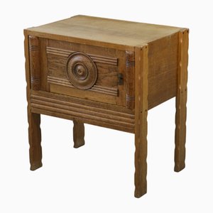 Mesita de noche brutalista de roble, años 50