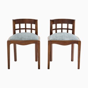 Curly Walnut and Mohair Velvet Side Chairs by Paul T. Frankl, 1933, Set of 2