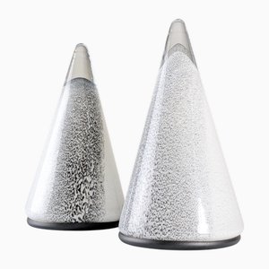 Italian Conical Murano Glass Table Lamps, 1980s, Set of 2