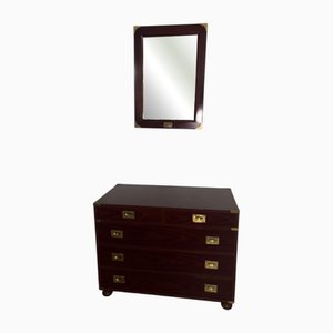 Chest of Drawers and Mirror, 1970s, Set of 2