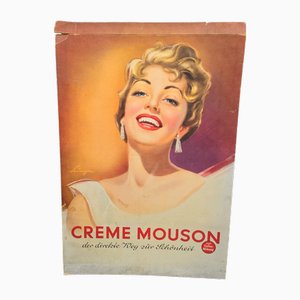 Vintage Werbeplakat aus Pappe von Creme Mouson, 1950er