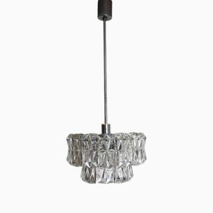 Chrome and Crystal Glass 7-Flame Chandelier from Kinkeldey, 1960s