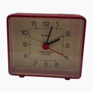 Red Mini-Clock Quartz Alarm Clock from Diehl, 1970s-1980s
