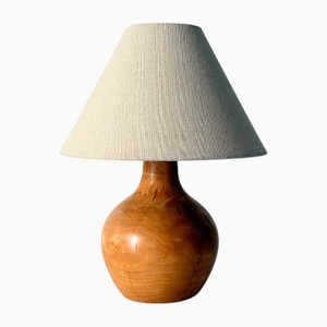 Vintage Scandinvian Hand Turned Maple Wood Table Lamp, 1960