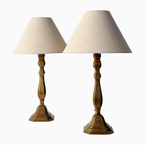 Lampes de Bureau Vintage en Laiton, Angleterre, 1940s, Set de 2