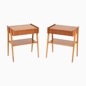 Vintage Swedish Teak Bedside Tables from AB Carlstrom, 1960s, Set of 2