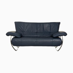 Blue Leather 2-Seater Sofa from Musterring
