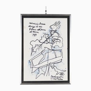 Luciano Minguzzi, Composizione, Acquarello & Pennarello su Carta